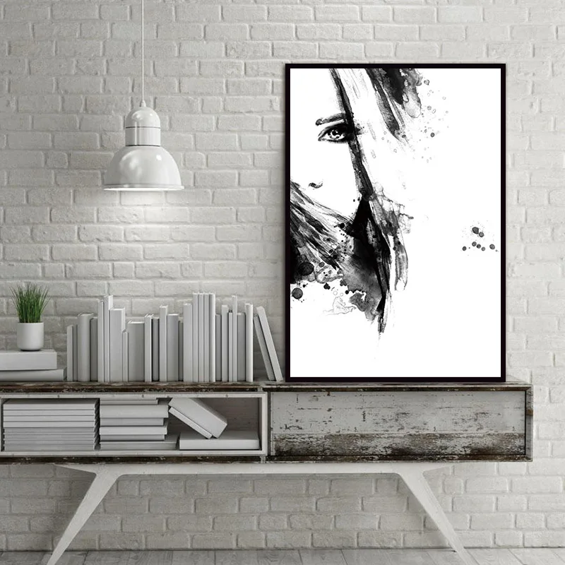 

Настенная Картина на холсте, постеры, Постер в скандинавском стиле, принты таинственной девушки, украшения, настенные картины для гостиной, без рамки постера