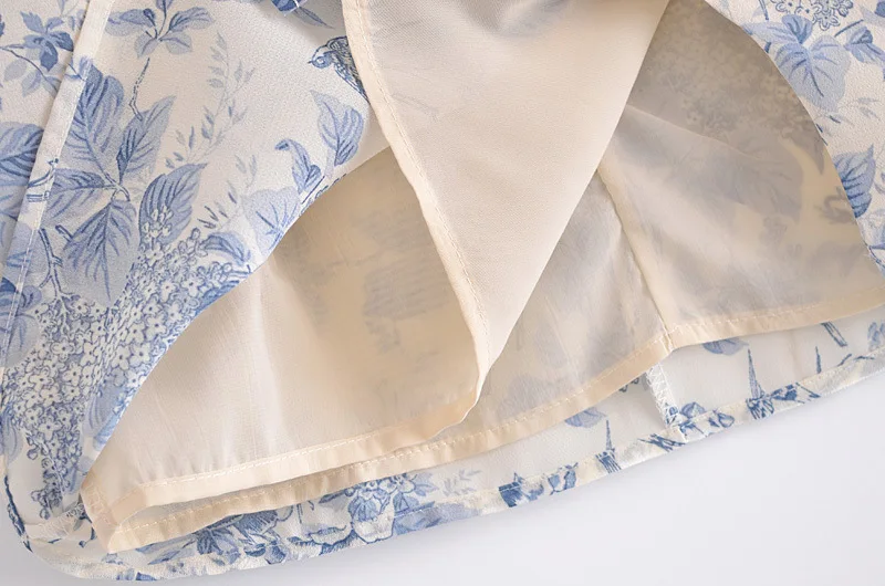 

High Waist Chiffon Harajuku Back Zipper Female Mini Skirts Summer 2021 Blue Floral Print Women A-Line Skirts Streetwear Elegant