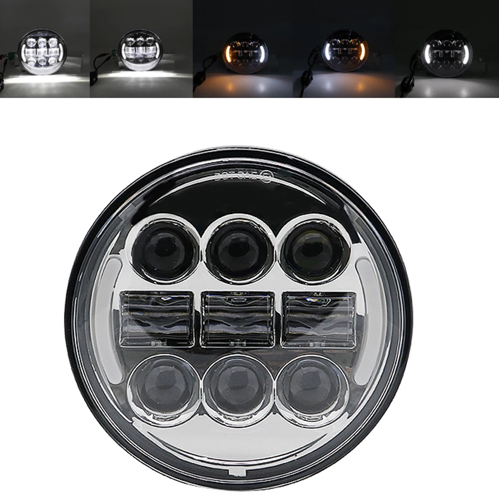 chrome side halo 5-3/" 5,75 дюймов мотоцикл мото светодиодный проектор полный Halo фара для 5,75 дюймов мотоцикл - Цвет: chrome side halo