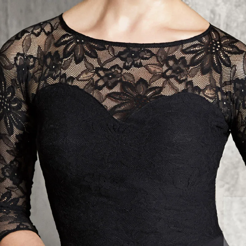 Платье для соревнований по бальному танцу черное кружевное сексуальное длинное