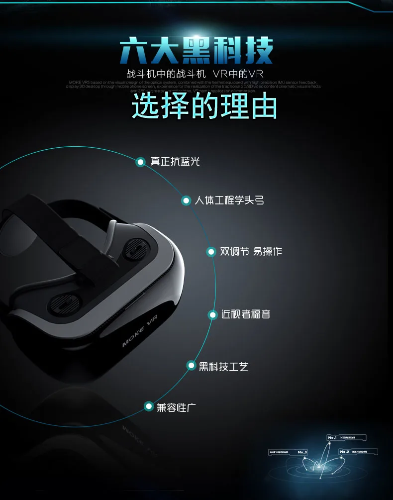 3d очки moke magic shell 2 го поколения виртуальной реальности vrbox vr box умные с головным