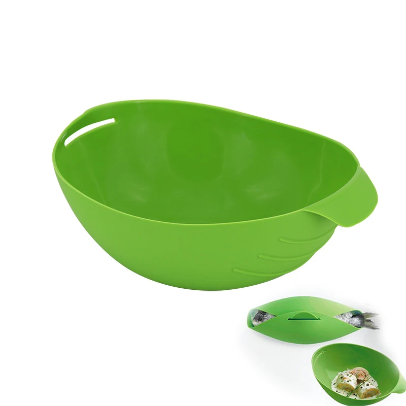 

Silicone Kitchen Practical Microwave Oven Vegetable Fish Potatoes Steamer bread maker Fish Poacher Green Kitchen Accessories