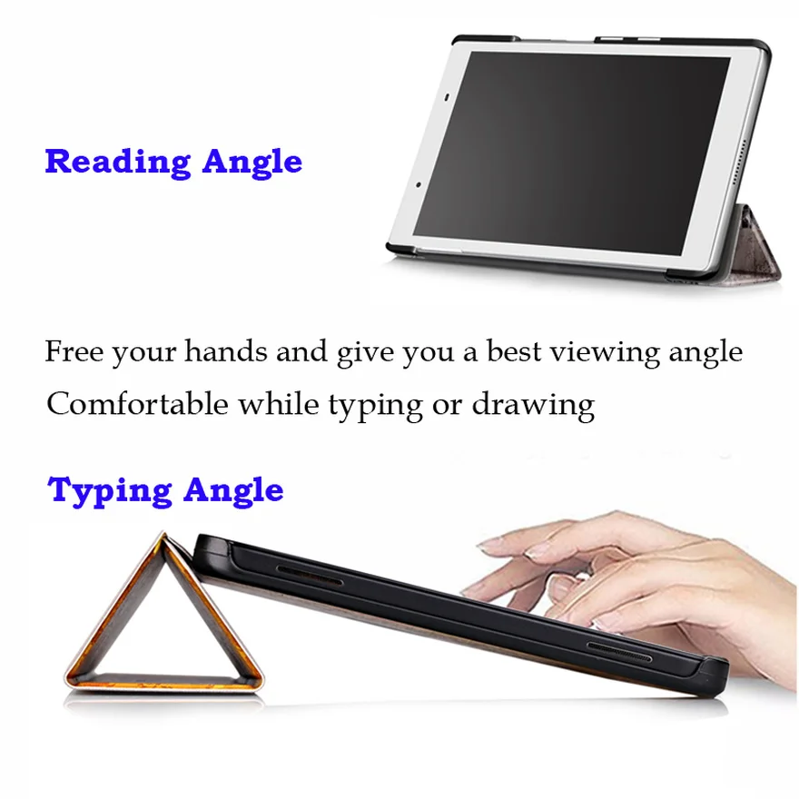 PU Leather Cover for Lenovo Tab4 Tab 4 8 8504 TB-8504x 8504F 8504N 8inch Tablet Flip Magnet Smart Case Funda+Film+Pen
