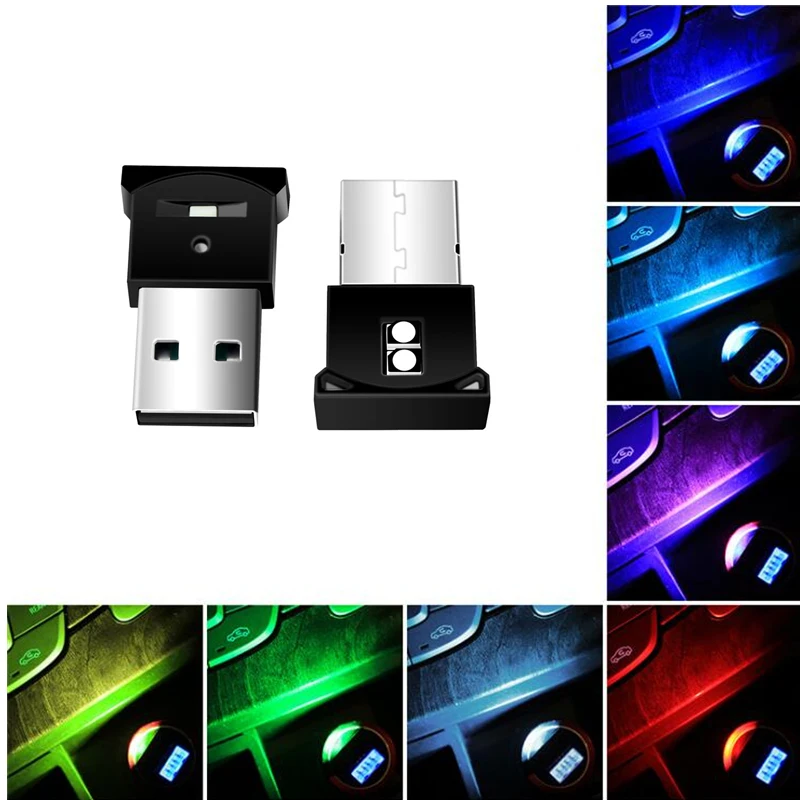 Авто RGB USB мини светодиод машины светильник авто Интерьер атмосферу декоративная