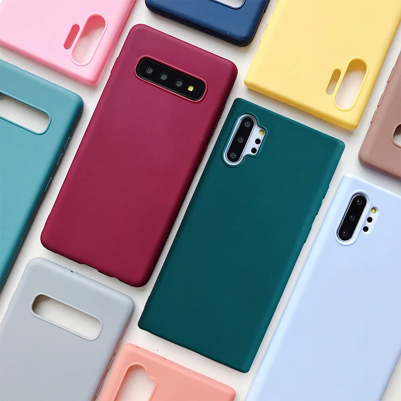 candy color silicone phone case for samsung galaxy note 10 9 8 s10 s10e s9 s8 s20 plus e galaxi matte soft tpu back cover cases