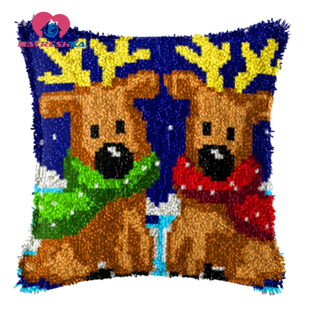 Рождественская вышивка Gfit подушка с защелкой крючок ковер наборы сделай сам