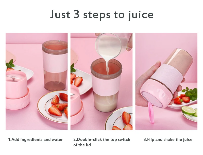 

New 300ML Portable Electric Juicing Cup Smoothie Machine Mixer Mini Juice Maker Cup USB Rechargeable Bottle Food Processor