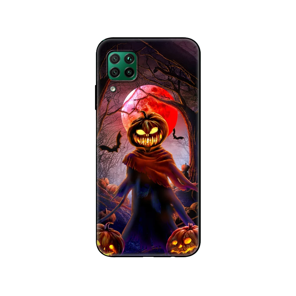 Черный чехол из ТПУ для Huawei P30 Lite Pro P40 LITE E P Smart 2020 с тыквой на Хэллоуин