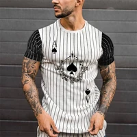 new 2021men round neck shirt fashion poker print short sleeve t shirts tops summer stripped tshirt mens clothing streetwear
