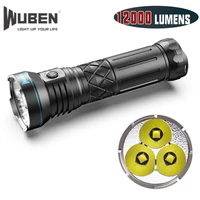 wuben a9 high power led flashlight 12000lm type c rechargeable cree led ip68 waterproof torch with 10200mah battery for hunting