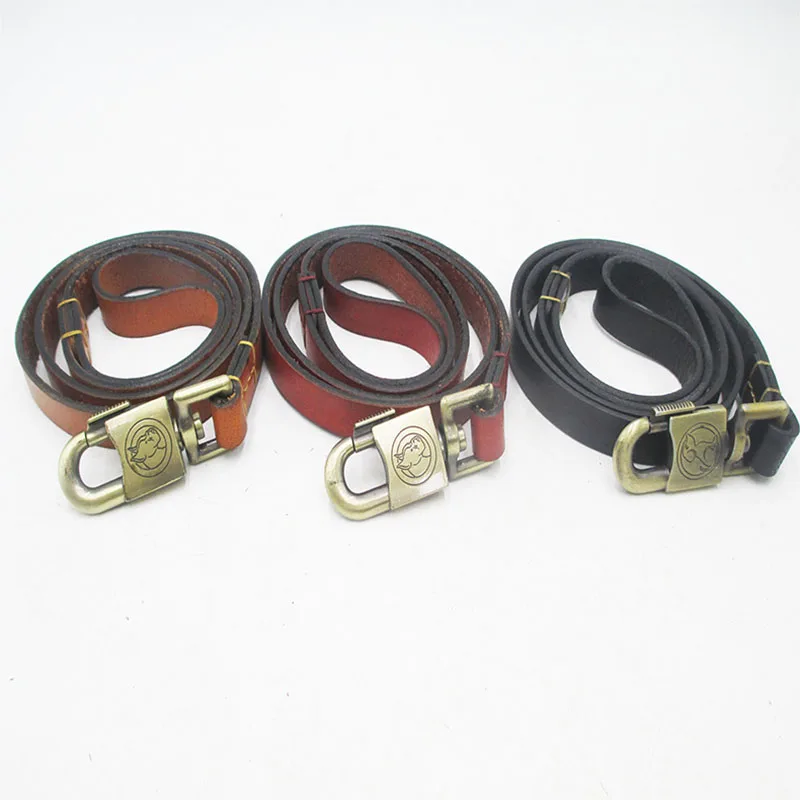 Большой Поводок из натуральной кожи для собак поводок обучения ходьбе свинцовые