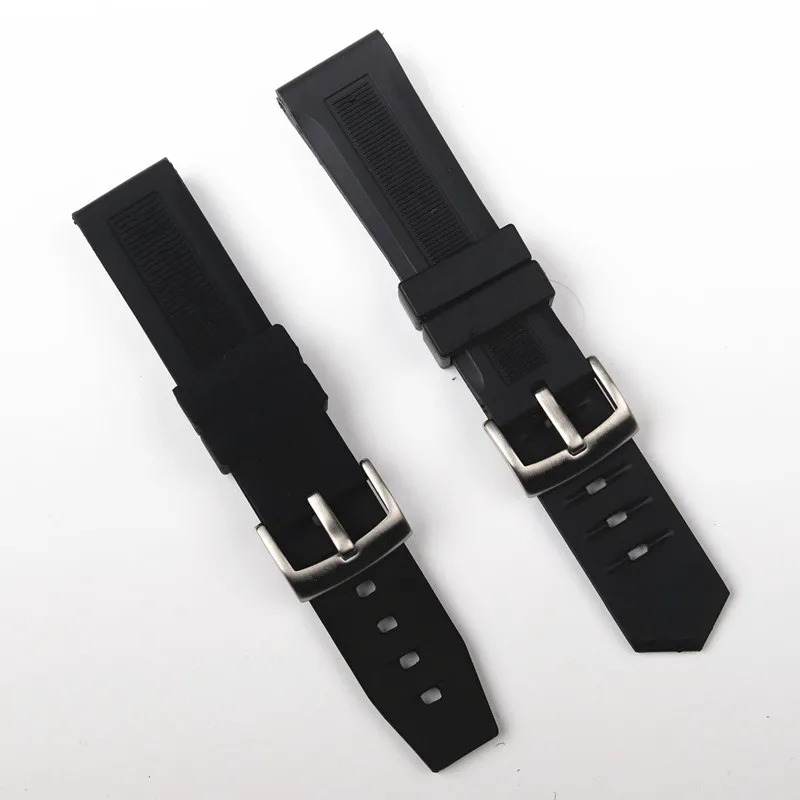 Ремешок мужской силиконовый резиновый черный браслет для часов с таймером