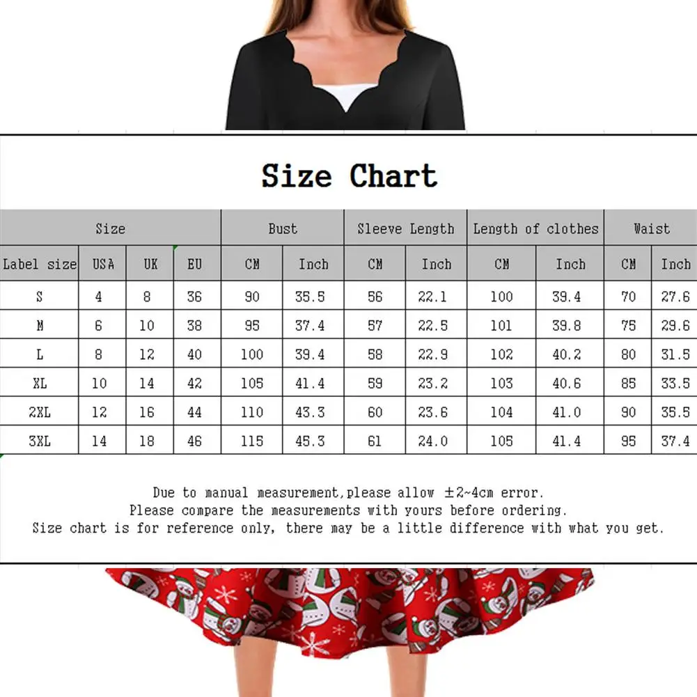 

Christmas Long-sleeved V-neck Large Hem Printed Dress