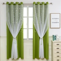 star curtains 100 polyester fabric double layer full blackout window curtains for kids girls bedroom living room decoration