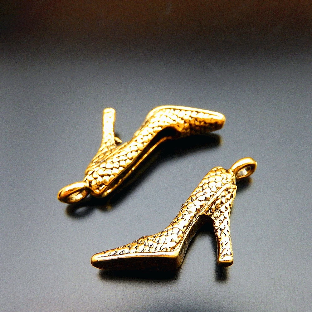 

Julie Wang 20PCS 23*14mm Retro Golden Alloy High Heel Shoe Charms Pendant Dangle Earrings Necklace Bracelet Jewelry Findings DIY