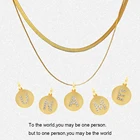 Женское Ожерелье с надписью Name 26, круглая подвеска с фианитами для женщин, длинные золотые цепочки из нержавеющей стали, модные ошейники, подарок для пары