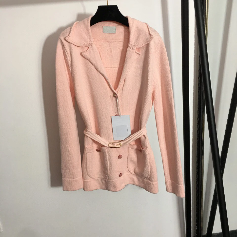 

High Quality Luxury Autumn and Spring Sexy Women Solid Color Single-breasted Cardigan Sweater Pink and Black