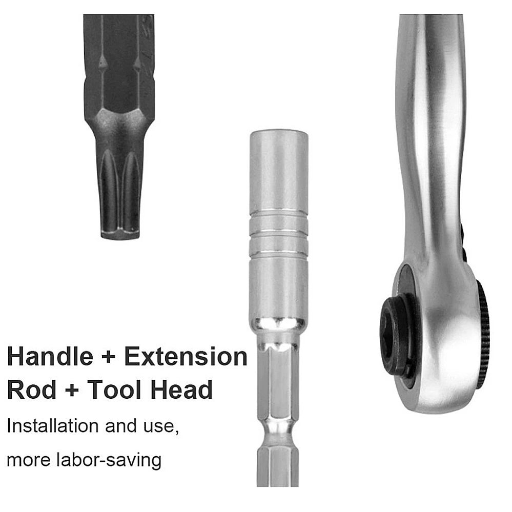 

Mini Ratchet Wrench Set T25 Torx 3/4/5/6/8mm Repair Tool Combination Hand Tool Adjustable Wrench for Bicycle, Car Device Repair