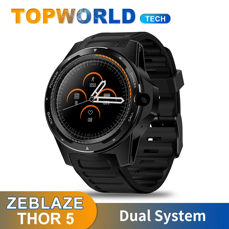 Zeblaze THOR 5 Smartwatch двойной Системы Гибридный 1 39 &quotAOMLED Дисплей 2 ГБ + 16 Гб 8.0MP