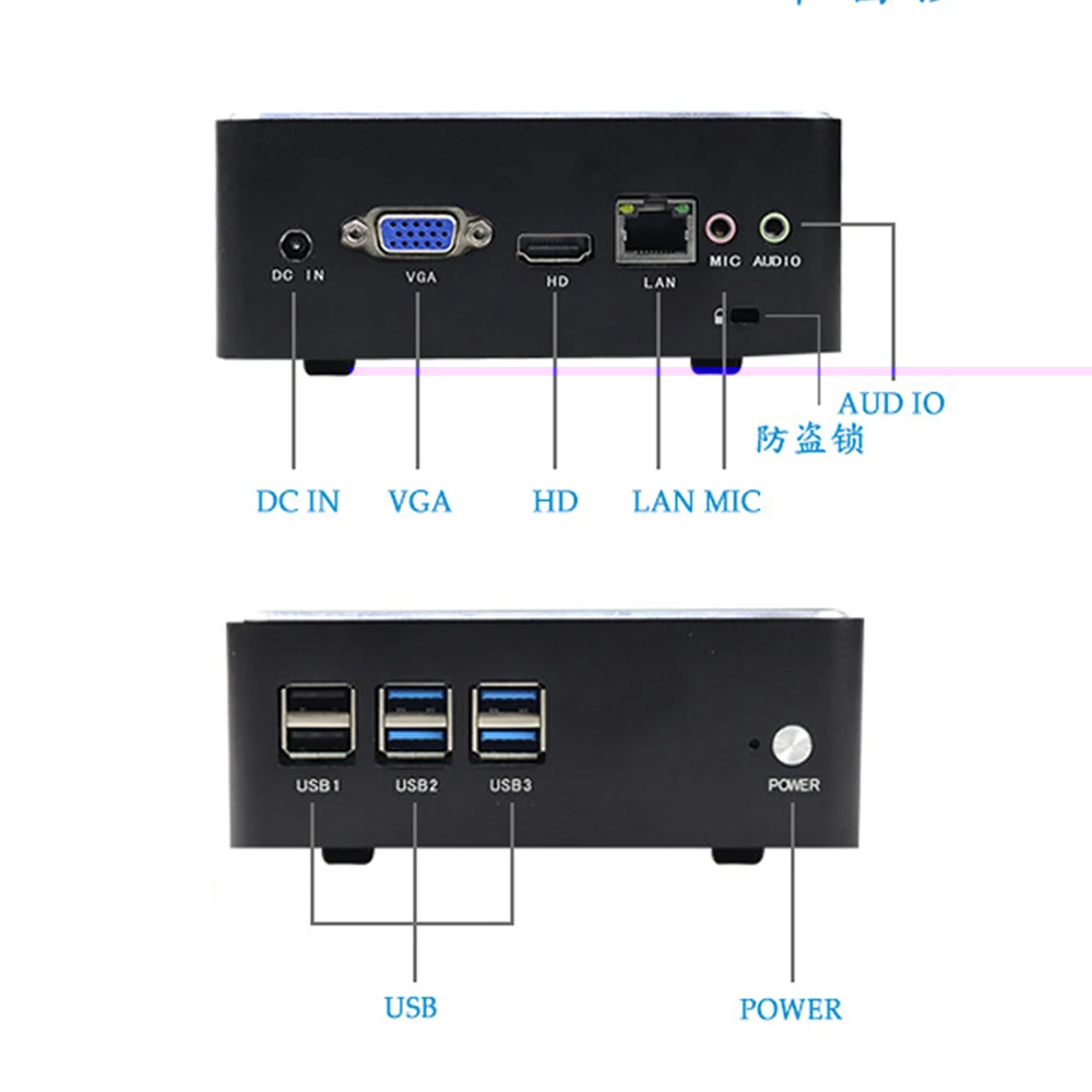 Intel Core i5 5200U вентилятор двухъядерный мини ПК Windows 10 неттоп 4K HTPC тонкий клиент