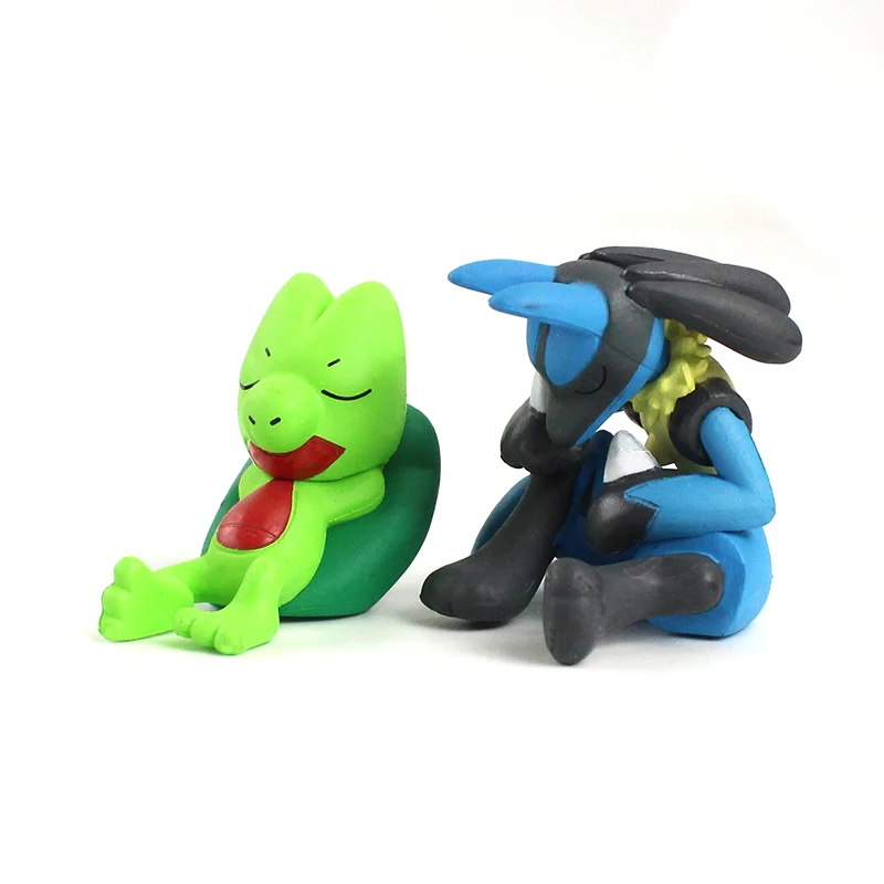 

6pcs/lot Anime Figurine Torchic Treecko Mudkip Lucario Goomy Sleeping PVC Action Figure Toys Gift for Kids