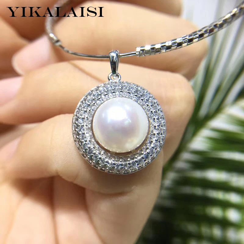 

YIKALAISI 925 Sterling Silver Jewelry Pearl Pendants 2019 Fine Natural Pearl jewelry 9-10mm Pendants For Women wholesale
