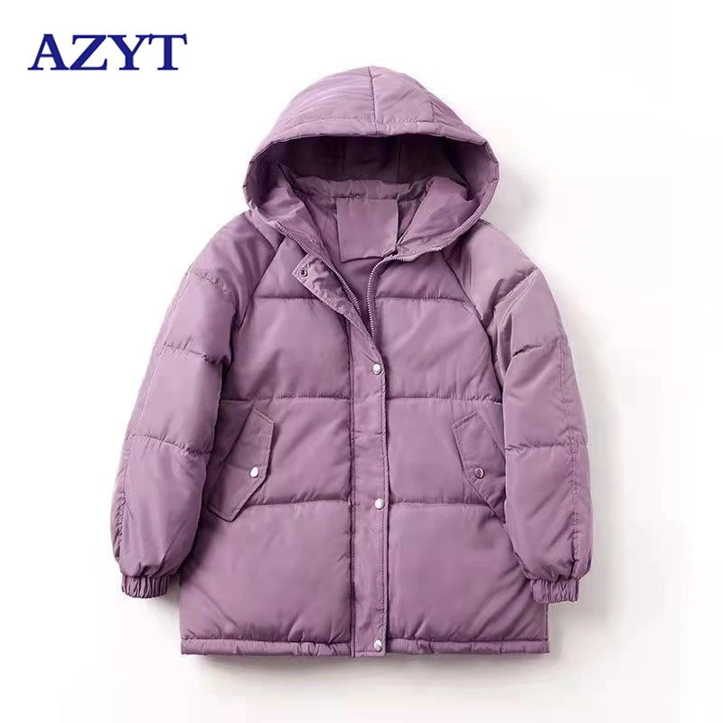 

AZYT 2021 Winter Hooded Down Cotton Parkas Women Thicken Warm Solid Cotton Padded Jacket Female Korean Loose Women Winter Jacket
