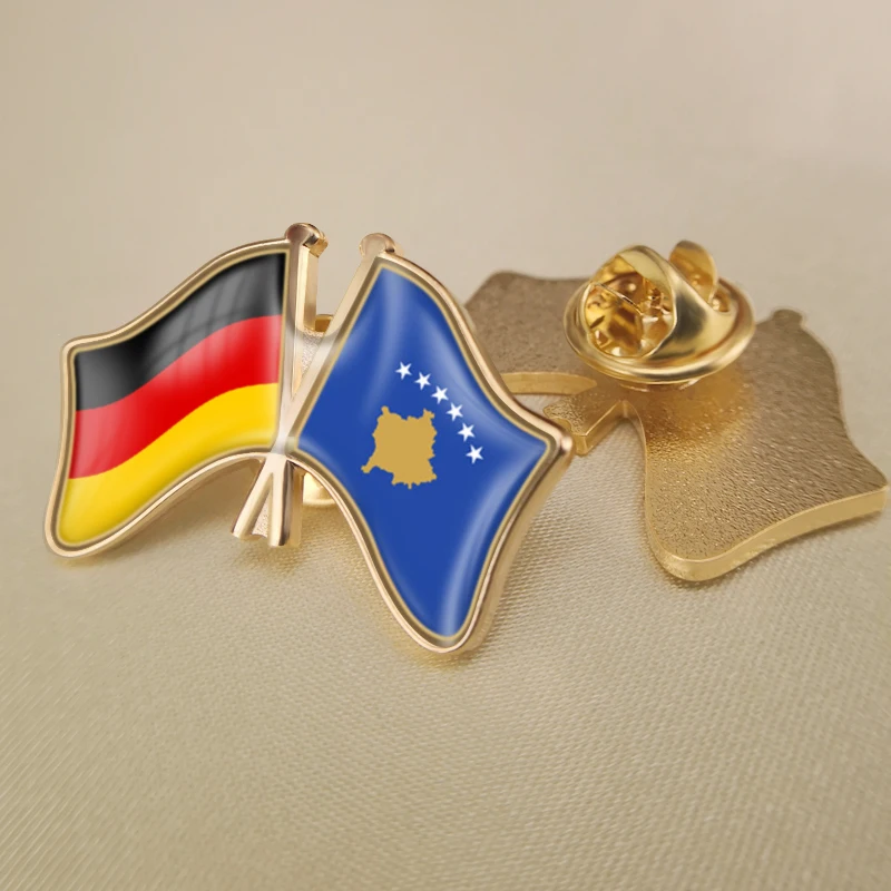 

Germany and Kosovo Crossed Double Friendship Flags Lapel Pins Brooch Badges