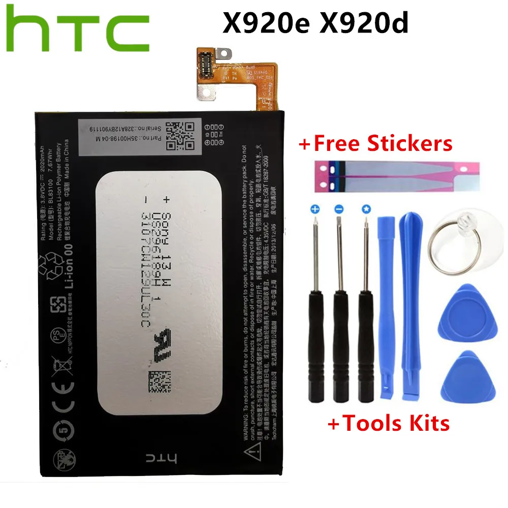 

100% Original BL83100 Battery for HTC X920e X920d Butterfly Droid Dna Htl21 Cell Phone Battery + Gift Tools +Stickers