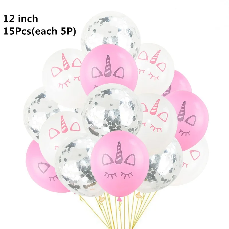 15pcs-d 10 шт. 12 дюймов Единорог латексные шары Набор DIY мультфильм Лошадь Единорог шары принцесса день рождения украшения свадебные шары - Цвет: 15pcs-d