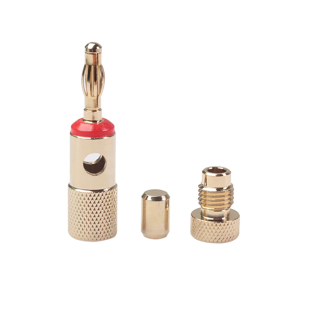 2 шт./лот разъемы с вилками типа банан покрытыем цвета чистого 24 каратного золота