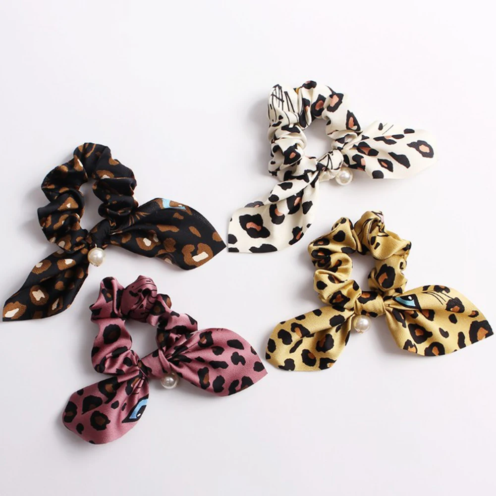 

Women's Trends Leopard Floral Print Rabbit Ears Hair Band Large Intestines Girls Hair Accessories Headbands Headwear Ornaments