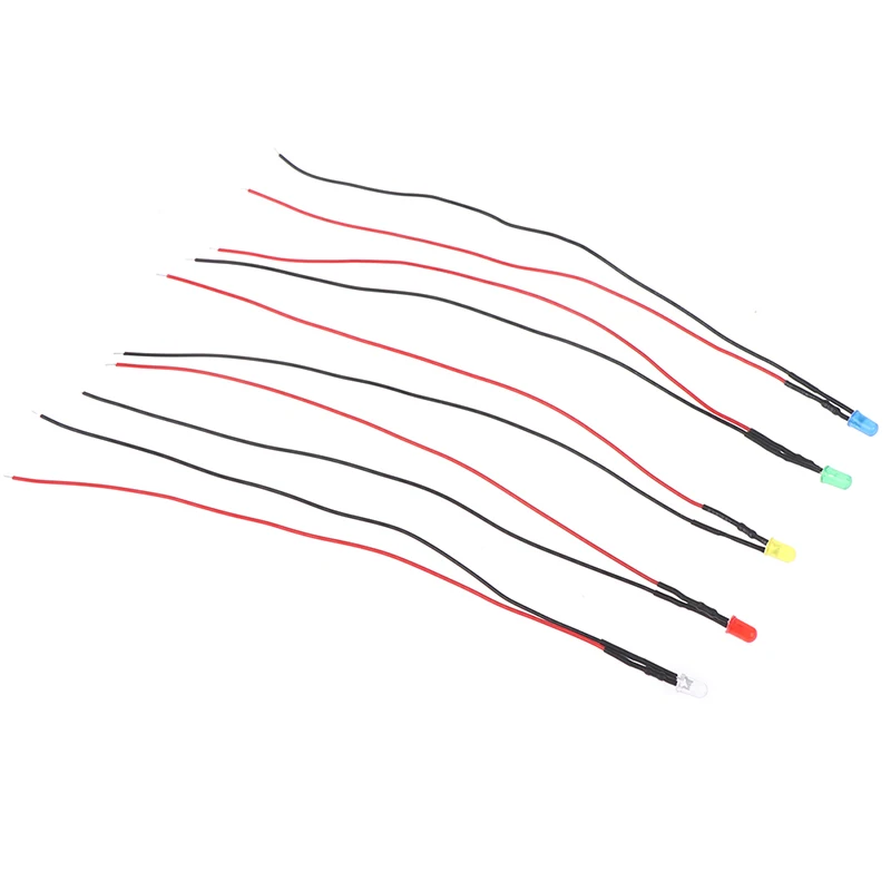 5X Min F3 3mm 20cm Pre Wired LED Round Light Lamp Bulb Chip Beads Cable DC White Warm Red Green Blue Yellow Emitting Diodes | Автомобили и