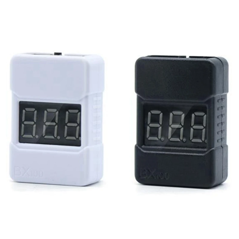 

Hot-2 Pcs BX100 LED Display Lipo Battery Tester Low Voltage Buzzer Alarm With ABS Shell Sound Warning Checker,White & Black