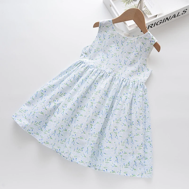 

Baby Girls Dress Summer Sleeveless Dresses 2021 New Kids Girls Floral Fashion Costume Children Lovely Vestidos Clothes 2-7Years