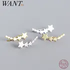 Женские серьги-гвоздики WANTME, из серебра 925 пробы в богемном стиле, с романтическими звездами, ювелирные украшения для вечевечерние