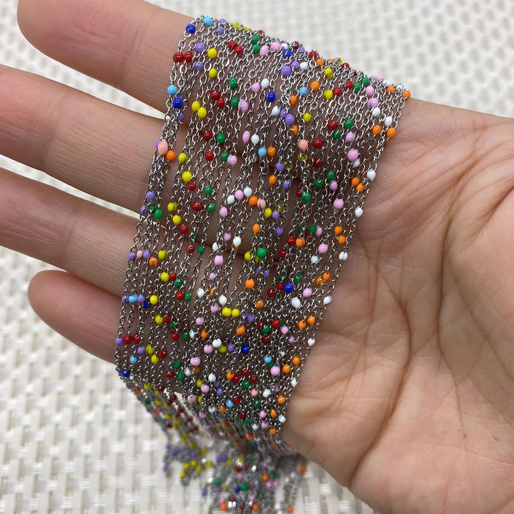 

Used To Make DIY Bracelets, Anklets, Necklace Accessories, Jewelry Making,1 Meter Silver Metal Winding Round Bead Handmade Chain