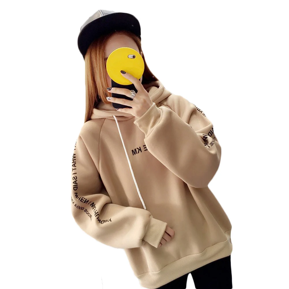 Women Hoodies Casual Letter Printed Hooded Autumn Sweatshirts Fashion Drawstring Long Sleeve Female Pullover Plus Size толстовка