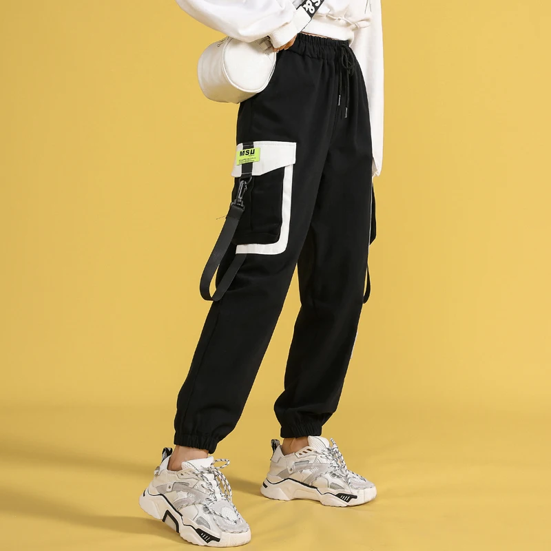 

Black Cargo Pants Women Fashion High Waist Harem Pants Casual Joggers Loose Plus Size Long Trousers Female Harajuku Pants Capri