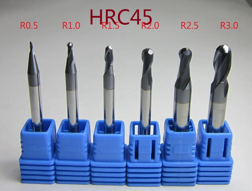CAB2-R0.5-R3.0-45 6 шт. радиус 0,5 1,0 1,5 2,0 2,5 3,0 мм Карбид вольфрама сферическая Концевая фреза Набор L = 50 мм фрезерные Фрезы с ЧПУ Металлообработка отделка - Длина режущей кромки: CAB2-R0.5-R3.0-45