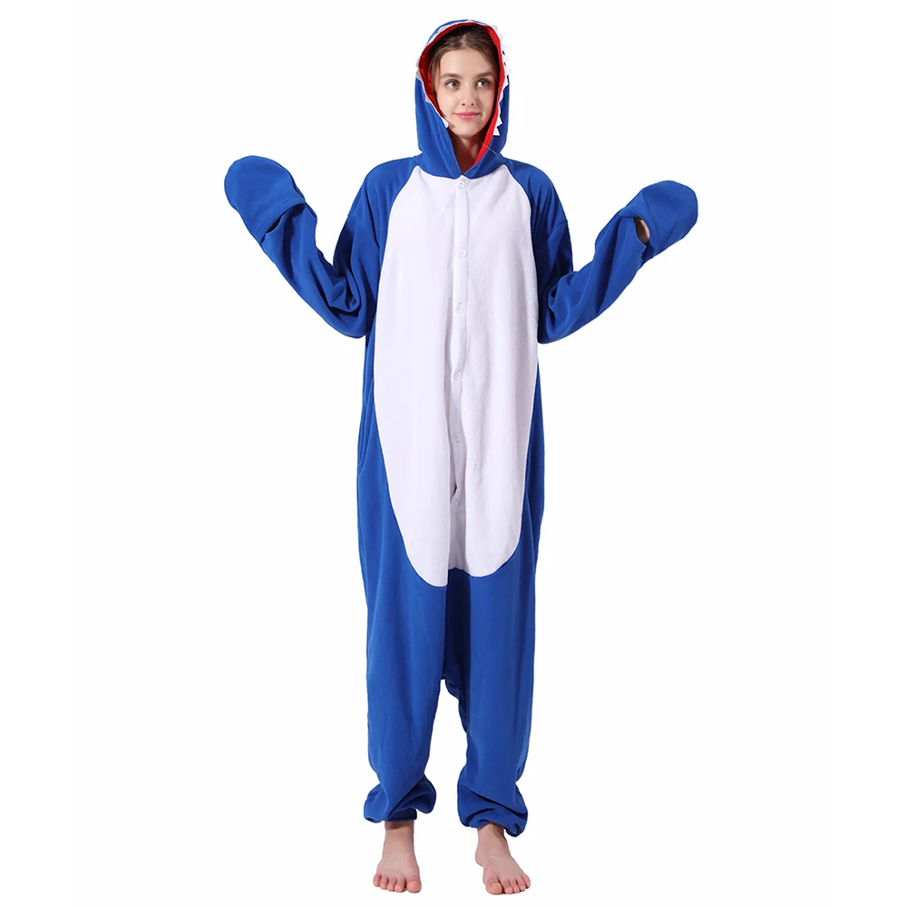 Новинка комбинезон с акулой унисекс для взрослых женщин мужчин животных пижама