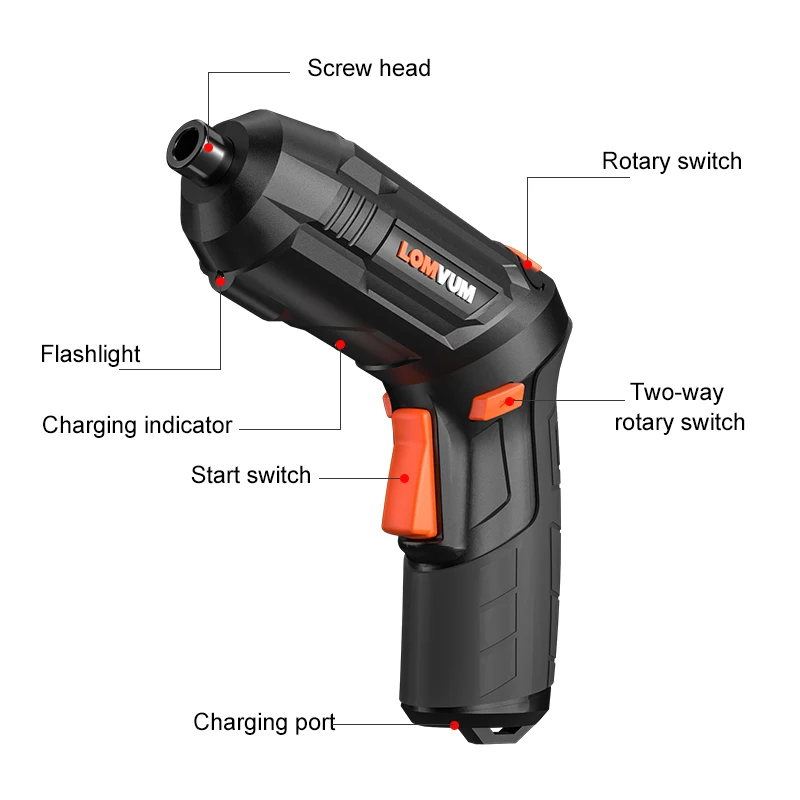 LOMVUM Мини Электрическая отвертка USB заряжаемая Беспроводная ремонтные