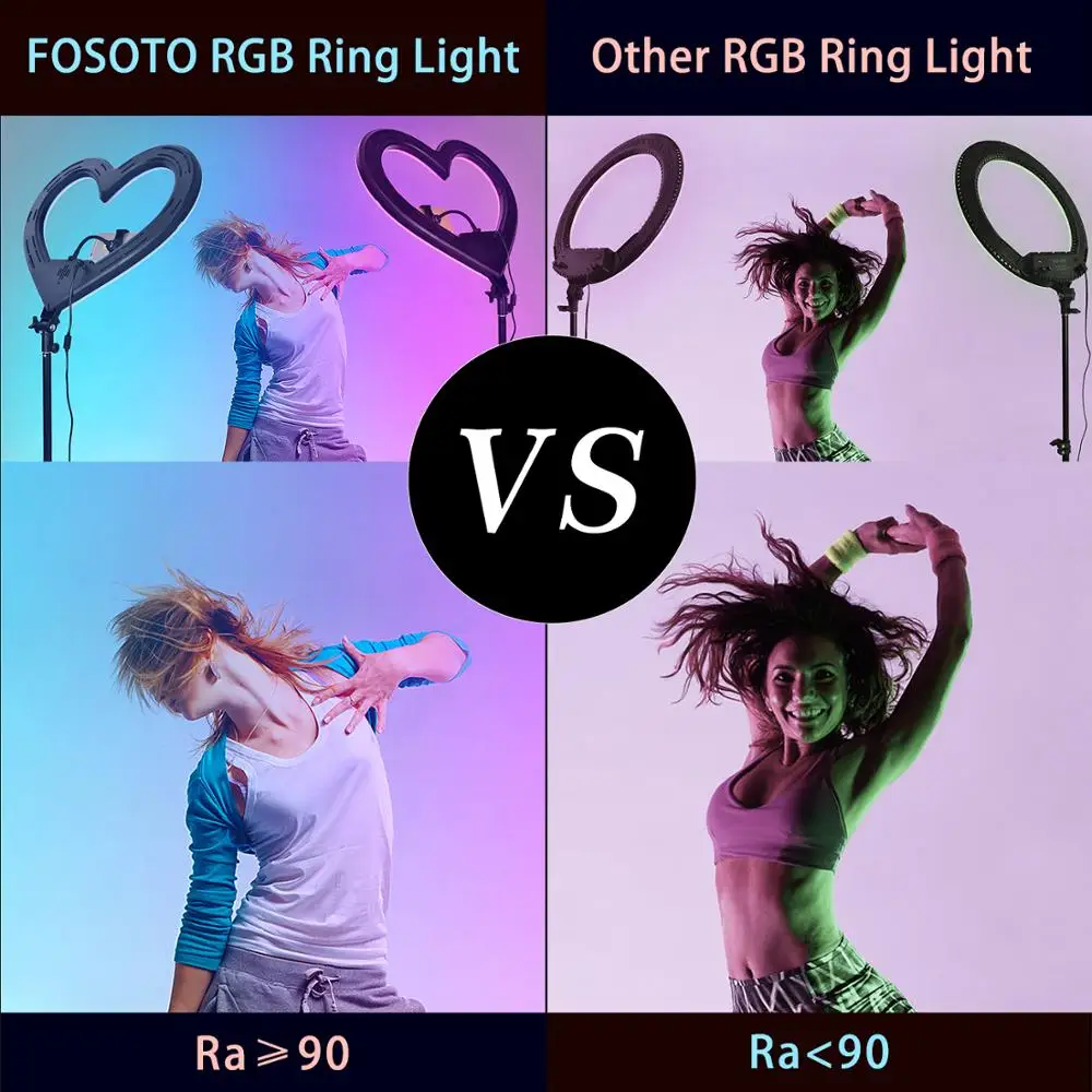 구매 Fusitu 19in RGB 심장 모양 반지 빛 Led 사진 조명 램프와 USB 전화 클립 삼각대 전화 카메라 스튜디오 유튜브