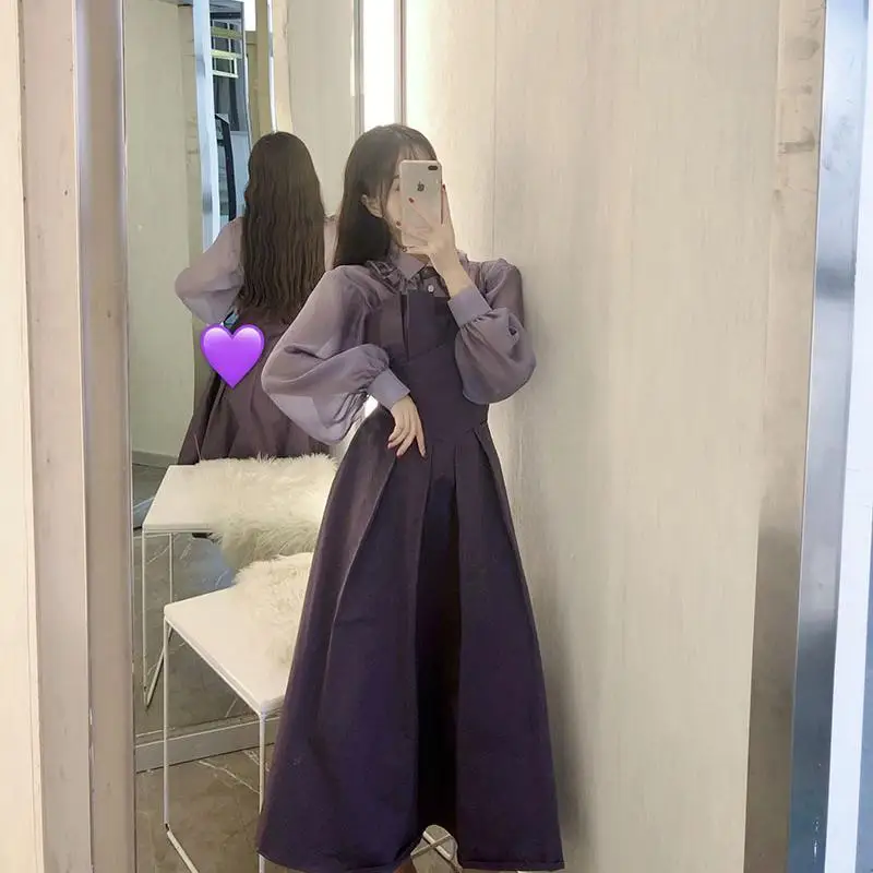 

Bella Philosophy High Waist Hip A Line Dress Turn Down Collar Long Sleeve Pleated Vestido Patchwork Autumn Spring 2020 New