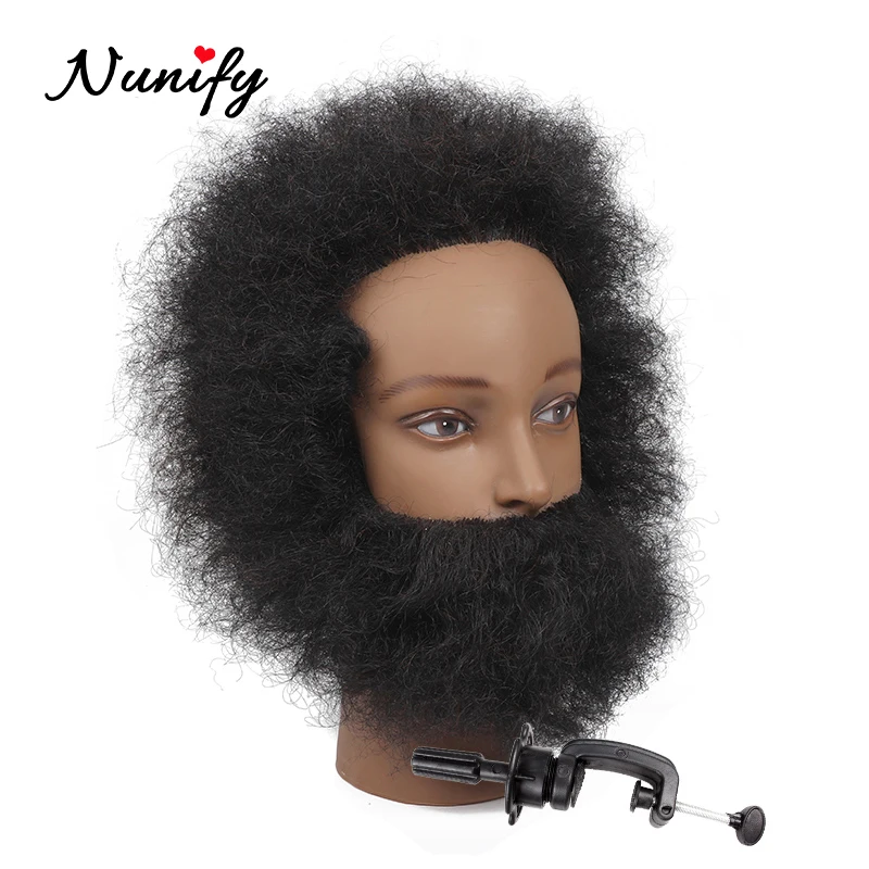 Nunify Brown Mannequin Head Hair Training Afro Mannequin Heads Beard Barber Hairdressing Manikin Doll Head For Beauty School