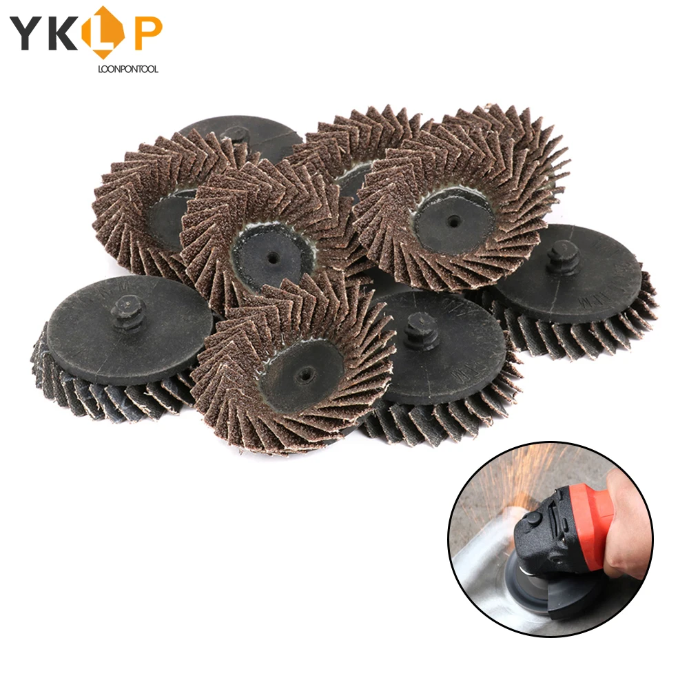 

5Pcs 2" 60# Abrasive Flap Disc Wheel Type R Roloc Grinding Flap Disc Threaded Twist Lock for Derusting and Grinding Metal 55mm
