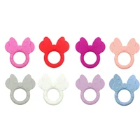 1pcs silicone teether cartoon mouse head animal food grade diy baby teething teether toy accessories ring