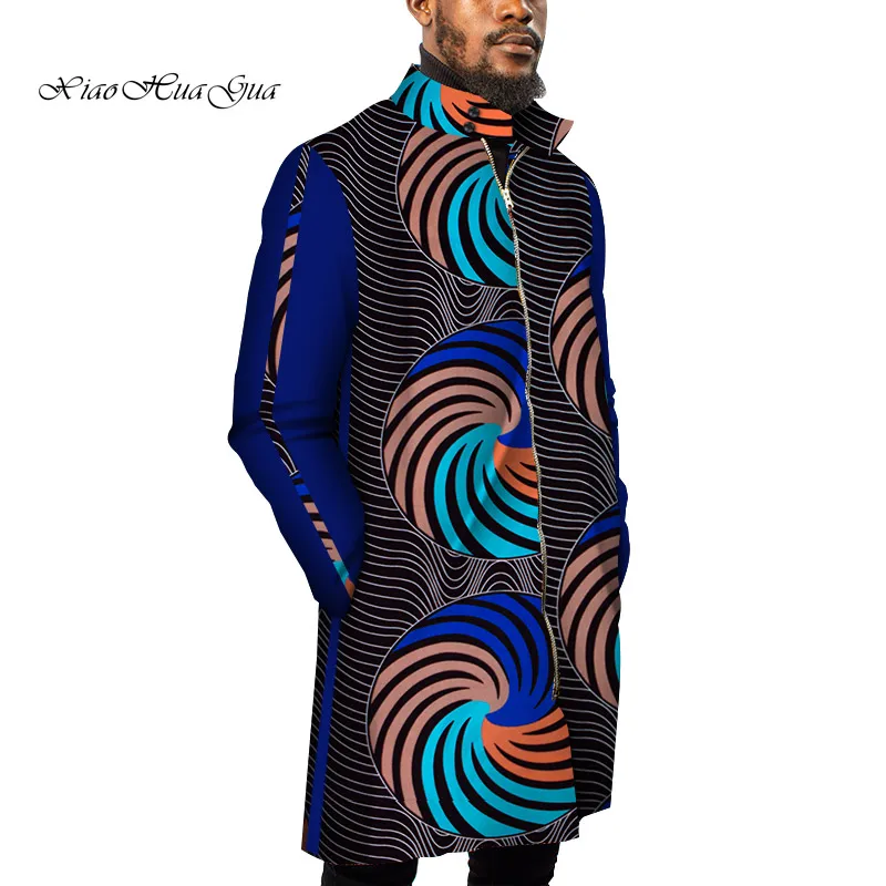 В африканском стиле мужская длинная куртка в одежда африканская восковая Ткань