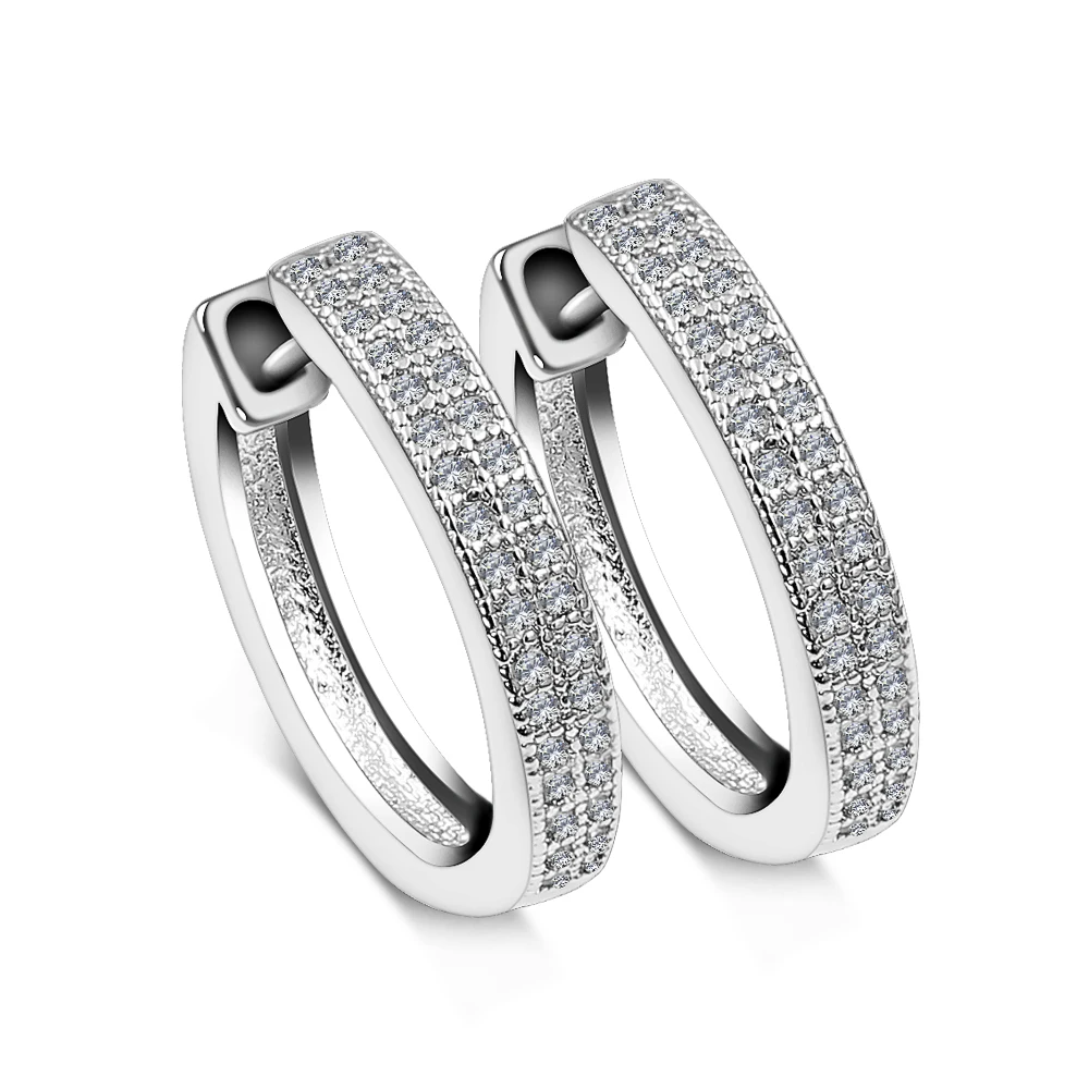 1 пара роскошных фианитов Huggie серьги маленькие круглые стразы кольца для женщин