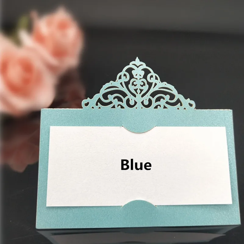 blue 100 шт 9*9 см свадебные настольные карты Лазерная резка место именные карты для свадьбы детский душ день рождения праздник украшения 5Z-SH873-100 - Цвет: blue